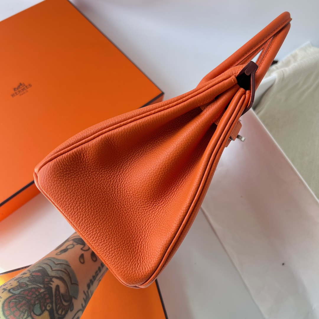 에르메스 버킨백25 오렌지 은장 토고가죽